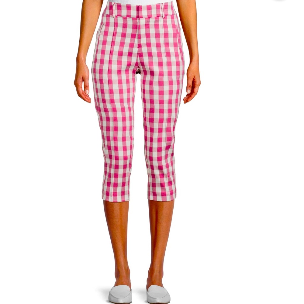 Time and Tru Pink Checkered Capris